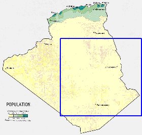 mapa de de densidade populacional Argelia em ingles