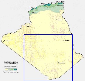 mapa de de densidade populacional Argelia em ingles