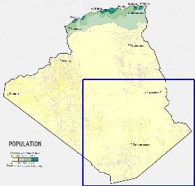 mapa de de densidade populacional Argelia em ingles