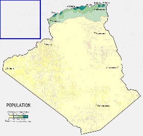 mapa de de densidade populacional Argelia em ingles