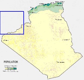 mapa de de densidade populacional Argelia em ingles