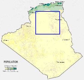 mapa de de densidade populacional Argelia em ingles