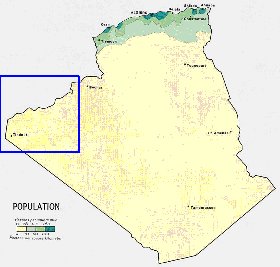 mapa de de densidade populacional Argelia em ingles