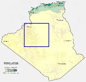 mapa de de densidade populacional Argelia em ingles