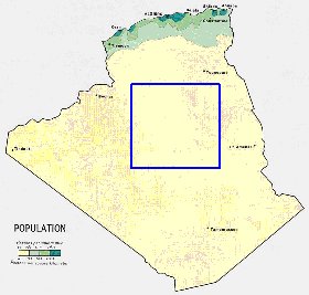 carte de de la densite de population Algerie en anglais