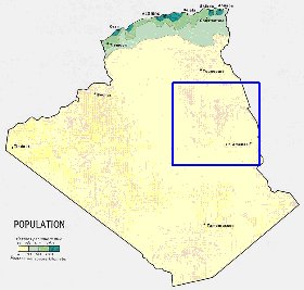 mapa de de densidade populacional Argelia em ingles