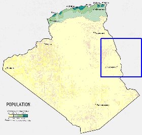 mapa de de densidade populacional Argelia em ingles