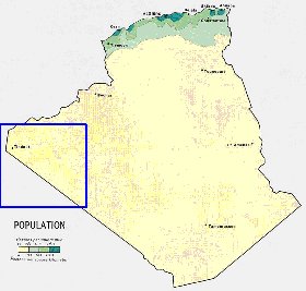 mapa de de densidade populacional Argelia em ingles