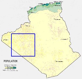 mapa de de densidade populacional Argelia em ingles