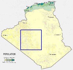 mapa de de densidade populacional Argelia em ingles