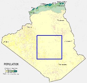 carte de de la densite de population Algerie en anglais