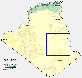 mapa de de densidade populacional Argelia em ingles