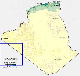 mapa de de densidade populacional Argelia em ingles