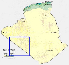 mapa de de densidade populacional Argelia em ingles