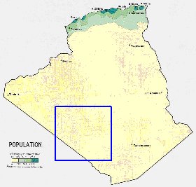 mapa de de densidade populacional Argelia em ingles