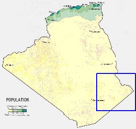 mapa de de densidade populacional Argelia em ingles