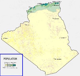 mapa de de densidade populacional Argelia em ingles