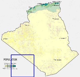 mapa de de densidade populacional Argelia em ingles