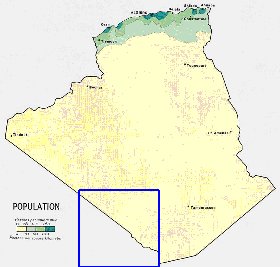 mapa de de densidade populacional Argelia em ingles