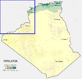 mapa de de densidade populacional Argelia em ingles