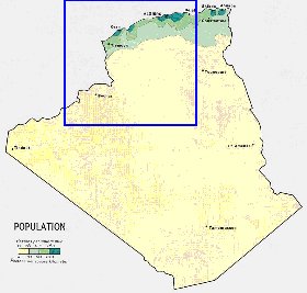 mapa de de densidade populacional Argelia em ingles