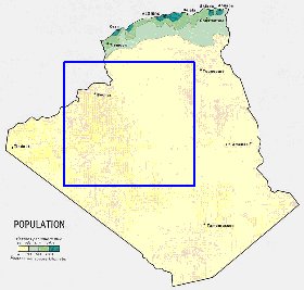 mapa de de densidade populacional Argelia em ingles