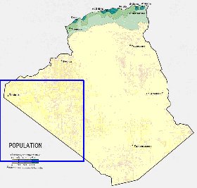 mapa de de densidade populacional Argelia em ingles