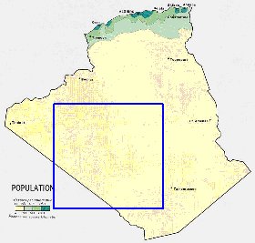 mapa de de densidade populacional Argelia em ingles