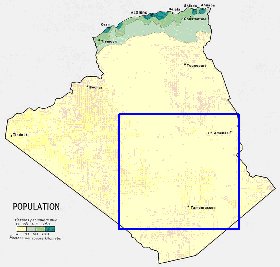 mapa de de densidade populacional Argelia em ingles