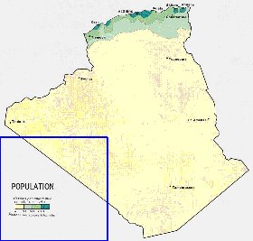 mapa de de densidade populacional Argelia em ingles