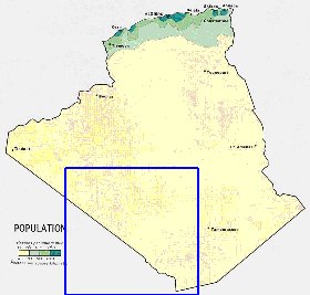 mapa de de densidade populacional Argelia em ingles