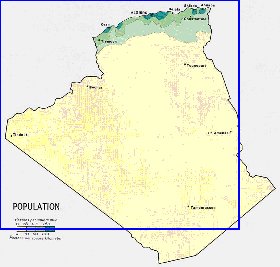 carte de de la densite de population Algerie en anglais