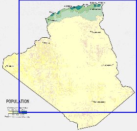 mapa de de densidade populacional Argelia em ingles