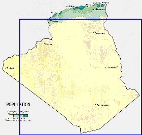 mapa de de densidade populacional Argelia em ingles