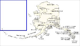 Administrativa mapa de Alasca em ingles