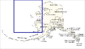 Administrativa mapa de Alasca em ingles