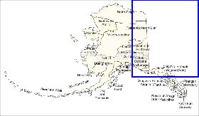 Administrativa mapa de Alasca em ingles