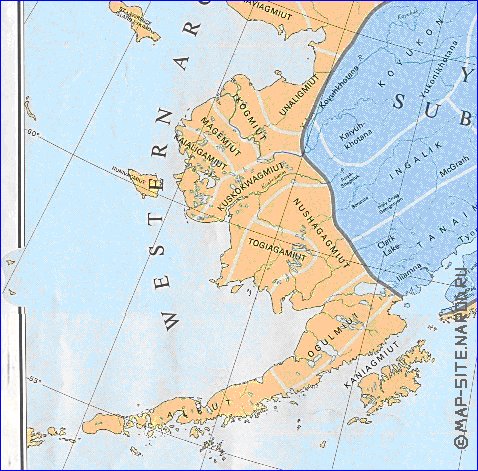 mapa de Alasca em ingles