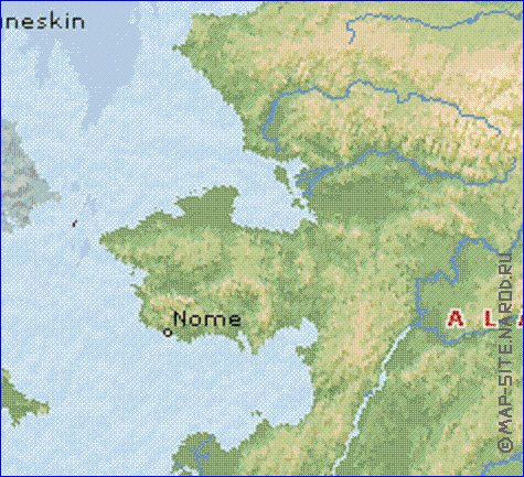 Physique carte de Alaska en anglais