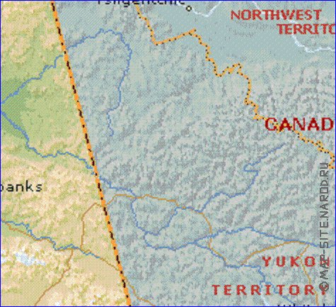 Physique carte de Alaska en anglais