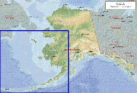 Physique carte de Alaska en anglais