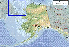 Physique carte de Alaska en anglais