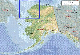 Fisica mapa de Alasca em ingles