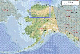 Physique carte de Alaska en anglais