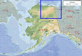 Fisica mapa de Alasca em ingles