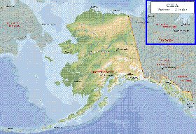 Fisica mapa de Alasca em ingles