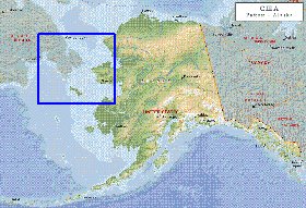 Physique carte de Alaska en anglais