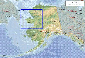 Physique carte de Alaska en anglais