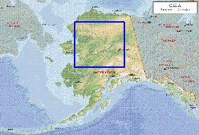 Physique carte de Alaska en anglais