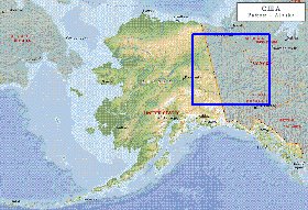 Physique carte de Alaska en anglais